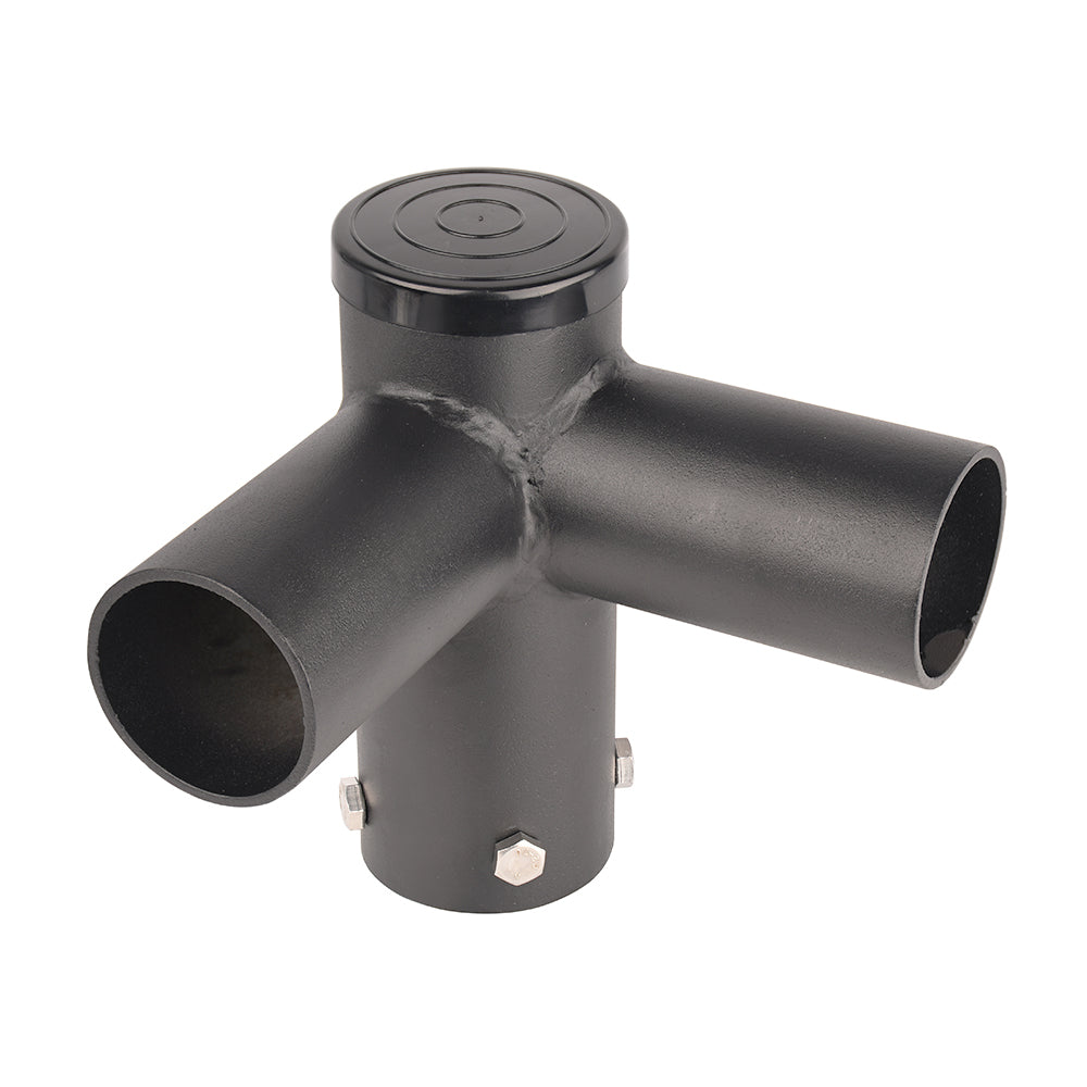 Tenon Adapter with 2 Horizontal 90 Degree Arms,Twin Spoke Pole Top Mount for 2-3/8inch LED Shoebox Parking Lot Light,Outdoor Post Light Accessories