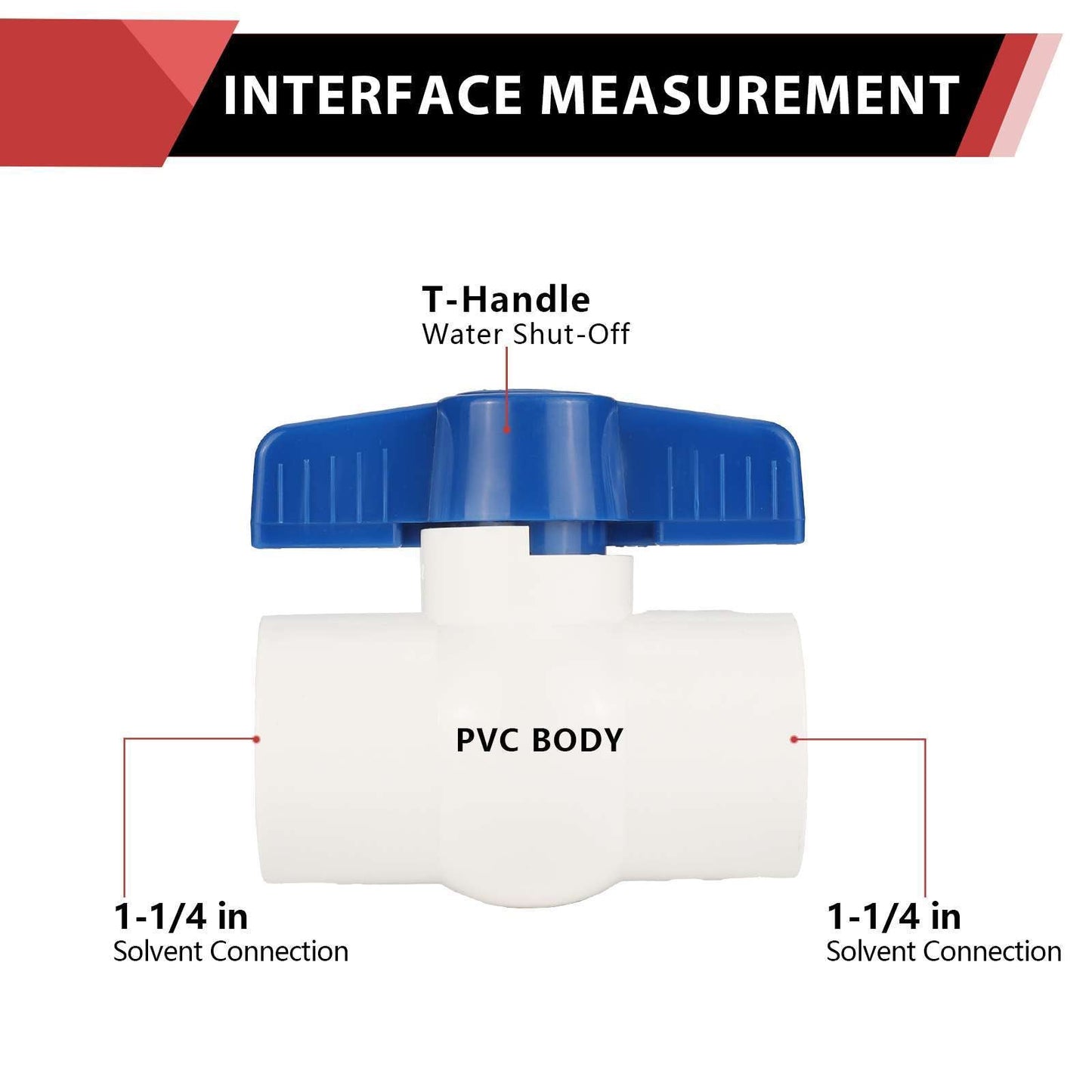 1-1/4" PVC Ball Valve, Solvent Weld, Sch. 40
