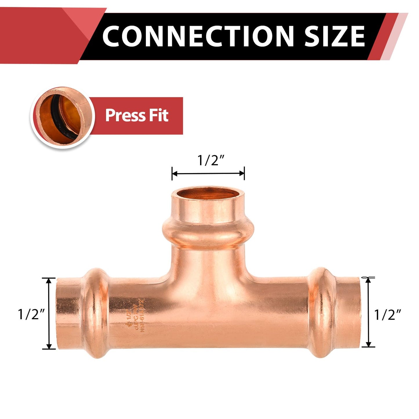 1/2" Press Copper Tee (Lead Free)