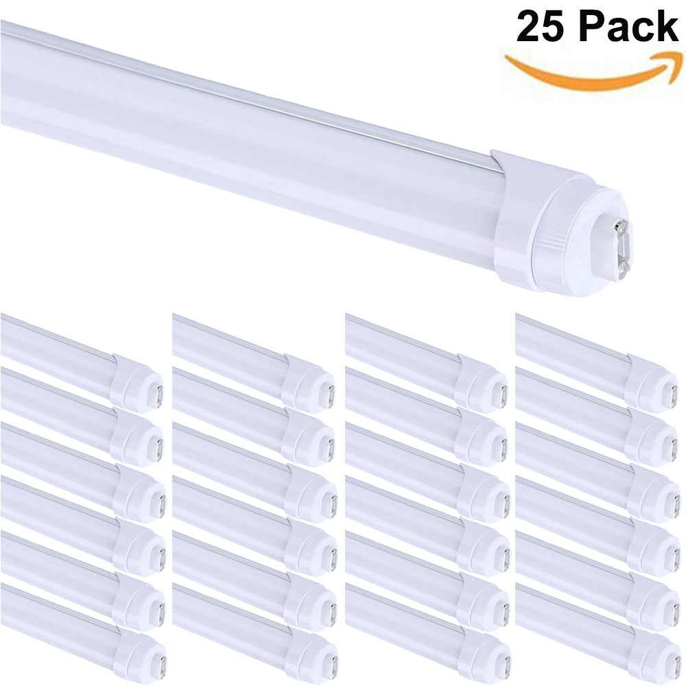 R17d/HO 8 FT Led Bulb Tube Light 40W 4000K 5000K 6000K Replacement 100W T8 T12 Fluorescent Lamp Shop Lights ETL DLC 25 Pack