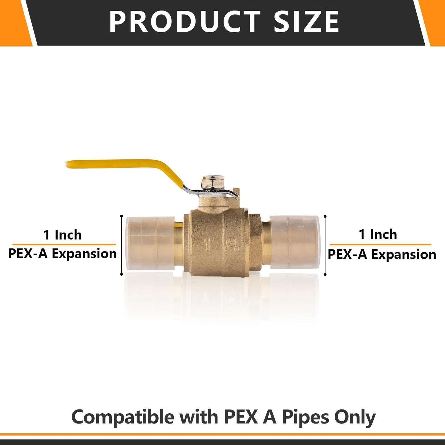 1" PEX Expansion Ball Valve, Yellow (Lead Free)