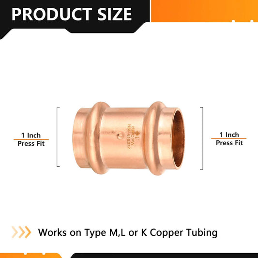 1" Press Copper Coupling w/Stop (Lead Free)