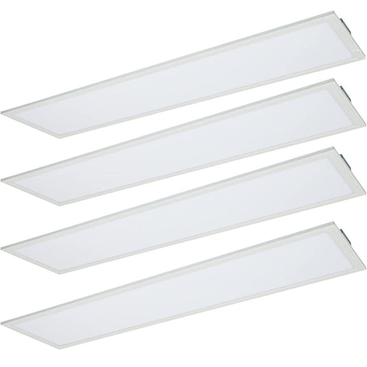 1x4 FT LED Flat Panel Light 40W 5200LM 4000K 5000K 0-10V Dimmable Ultra Slim Edge-Lit Ceiling Lights for Kitchen Garage,ETL DLC Listed-4 Pack