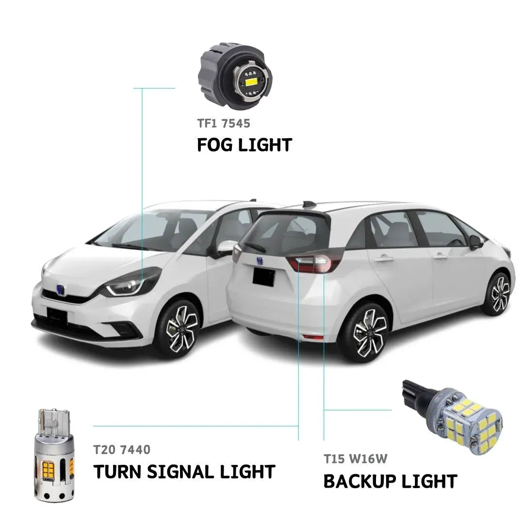 LED Bulb compatible with Honda Fit 2020 2021 2022 2023 2024 LED Turn Signal Light Indicator Light Blinker Light Rear Turn Signal/&nbsp;Reverse Light Backup Light Tail light/ Fog lights TF1 (White)/ Fog lights TF1 (Yellow)