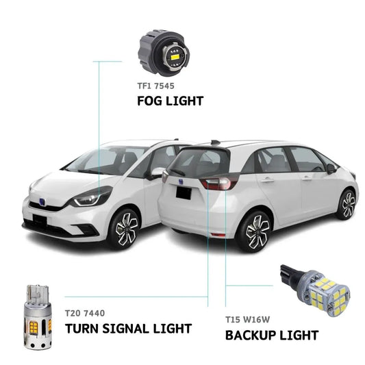 LED Bulb compatible with Honda Fit 2020 2021 2022 2023 2024 LED Turn Signal Light Indicator Light Blinker Light Rear Turn Signal/&nbsp;Reverse Light Backup Light Tail light/ Fog lights TF1 (White)/ Fog lights TF1 (Yellow)
