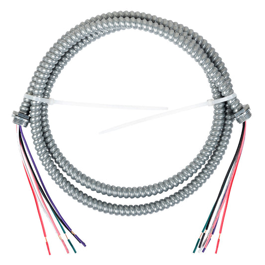 6FT 6 Conductor 3/8In Flex Alum Conduit With 2 Straight Snap In Connectors，Wire Colors ( Blue, White, Green, Purple, Pink, Red)