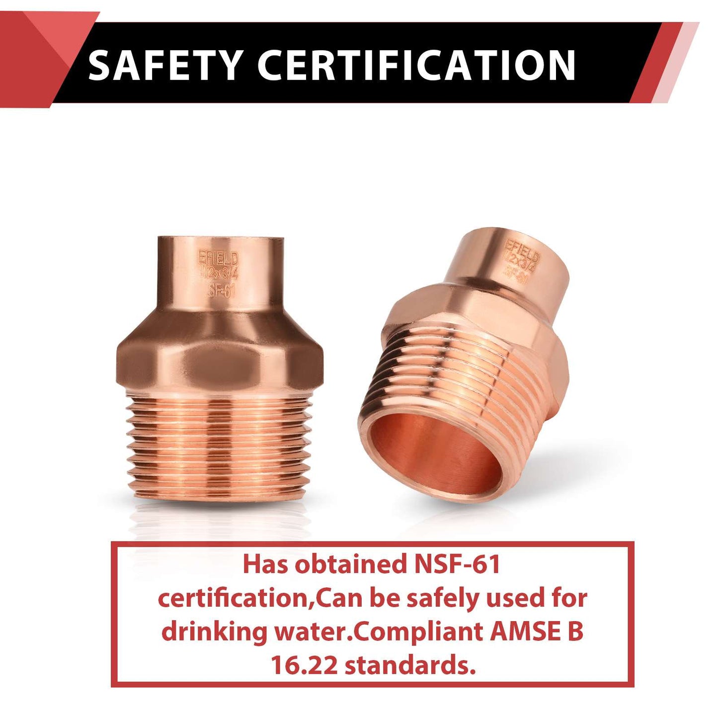 1/2" C x 3/4" MNPT Copper Male Adapter
