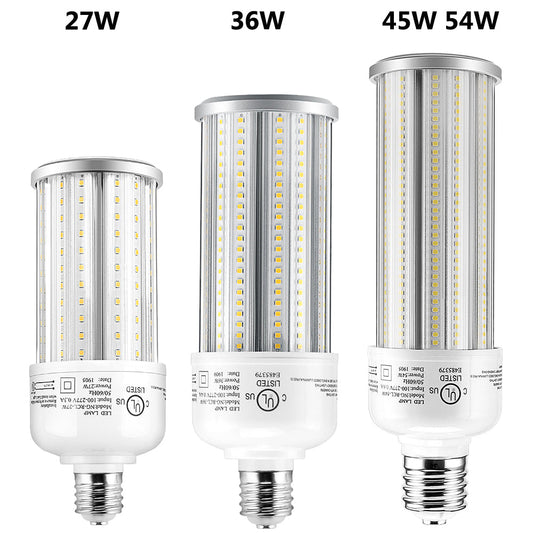 LED Corn Bulb 27W 36W 45W 54W 80W 100W 125W 5000K Daylight E26 E39 Base Optional for Indoor Outdoor LED Light Fixture UL DLC Listed