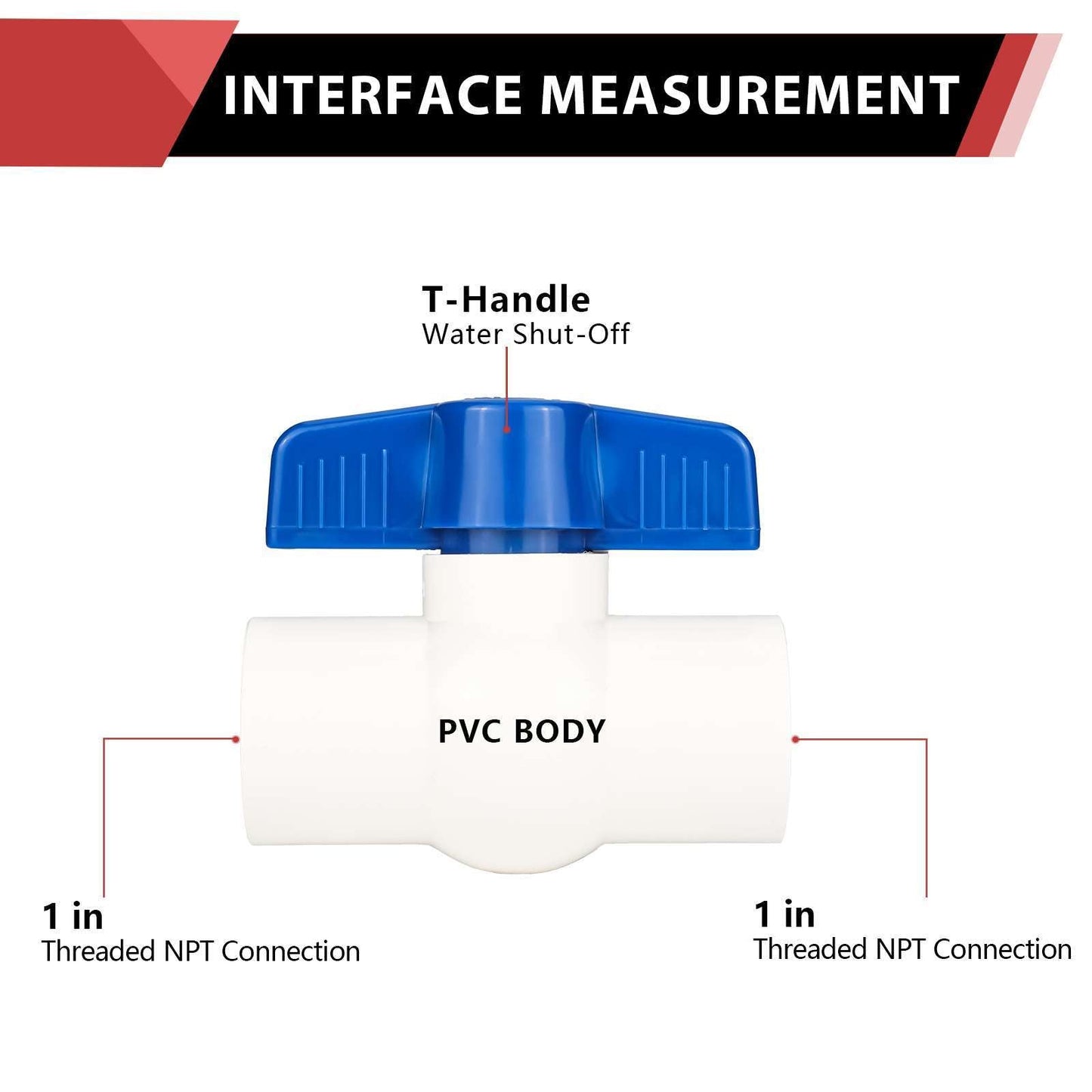 1" PVC Ball Valve, FPT Threaded, Sch. 40