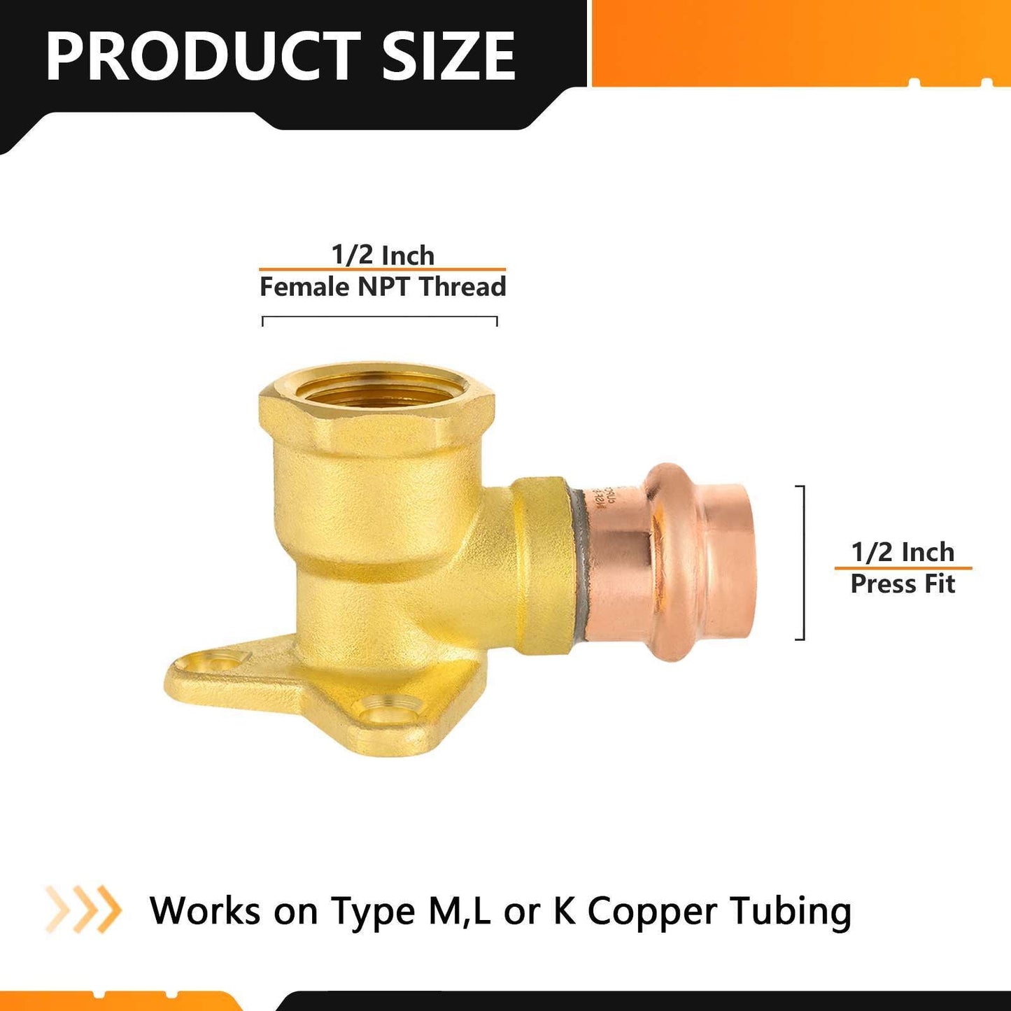 1/2" Press Copper Drop Ear Elbow (Lead Free)