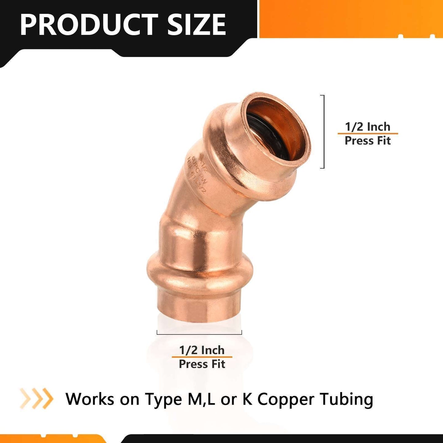 1/2" Press Copper 45° Elbow (Lead Free)