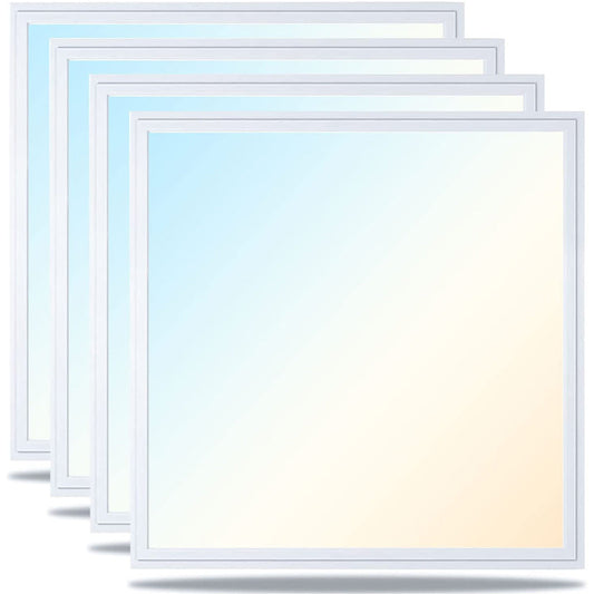 2x2 Back-Lit LED Flat Panel Ceiling Light, 30W 35W 40W Watt Tunable CCT 3500K 4000K 5000K Rotatable 0-10V Dimmable ETL DLC Listed 4-Pack