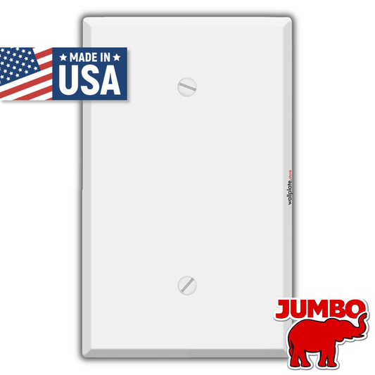 1 Gang Oversized White Metal Blank Wall Plate Cover - Made in USA