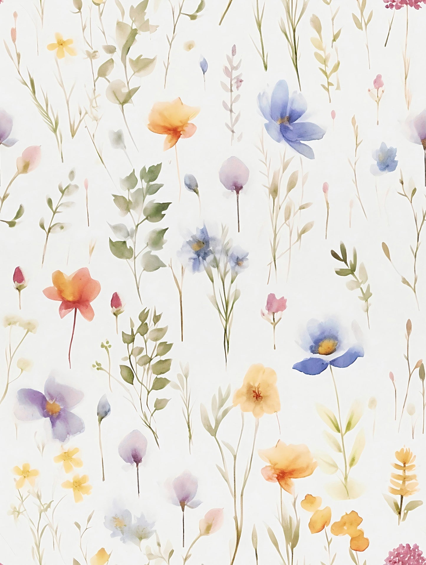 Watercolor Airy Wild Flower Wallpaper