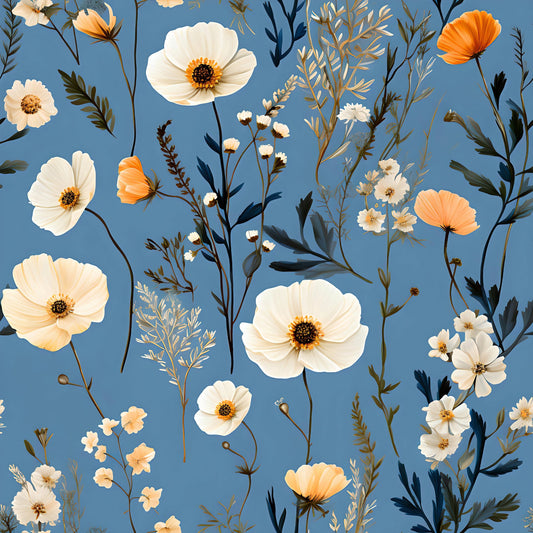 Wild Flower Field Botanical Wallpaper