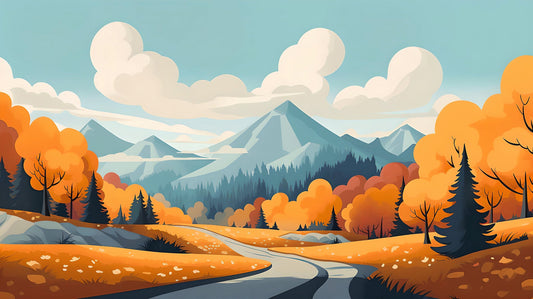 Colorful Autumn Mountain Landscape Mural