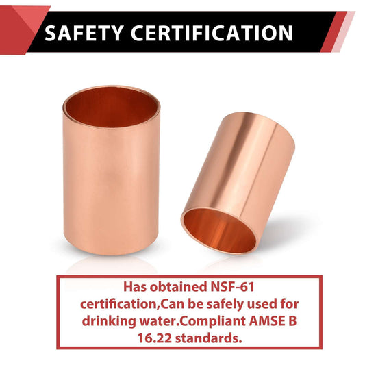 1-1/2" Copper Coupling, No Stop