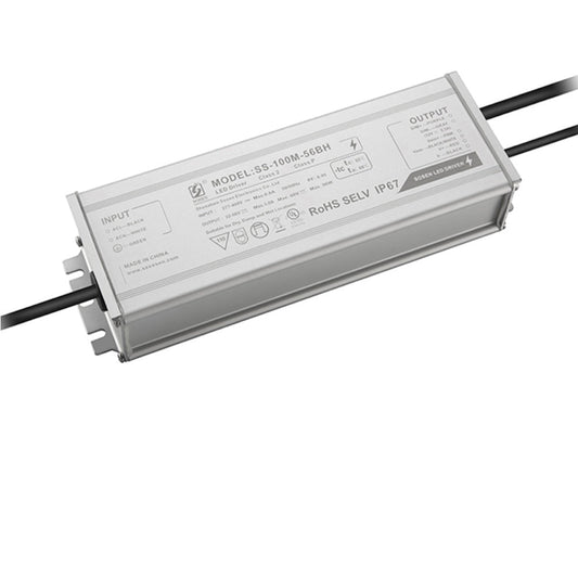 LED Driver 100 Watts Waterproof IP67 Power Supply Transformer 277V-480V AC to 22-56V DC Low Voltage Output for Outdoor LED Lighting-SS-100M-56BH