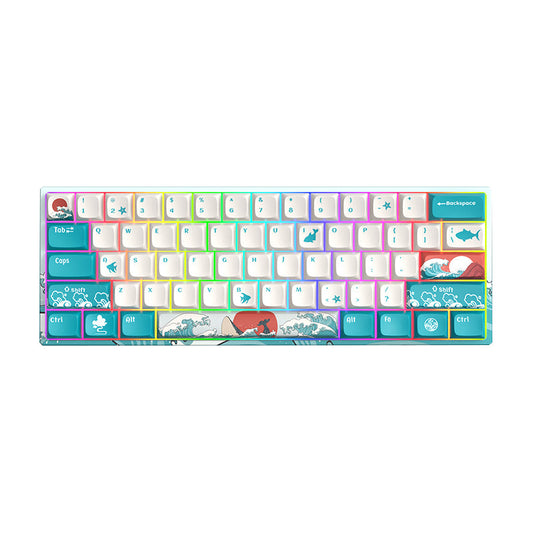 XVX M61 Coral Sea Themed 61 Keys Wired/Wireless Mechanical Keyboard