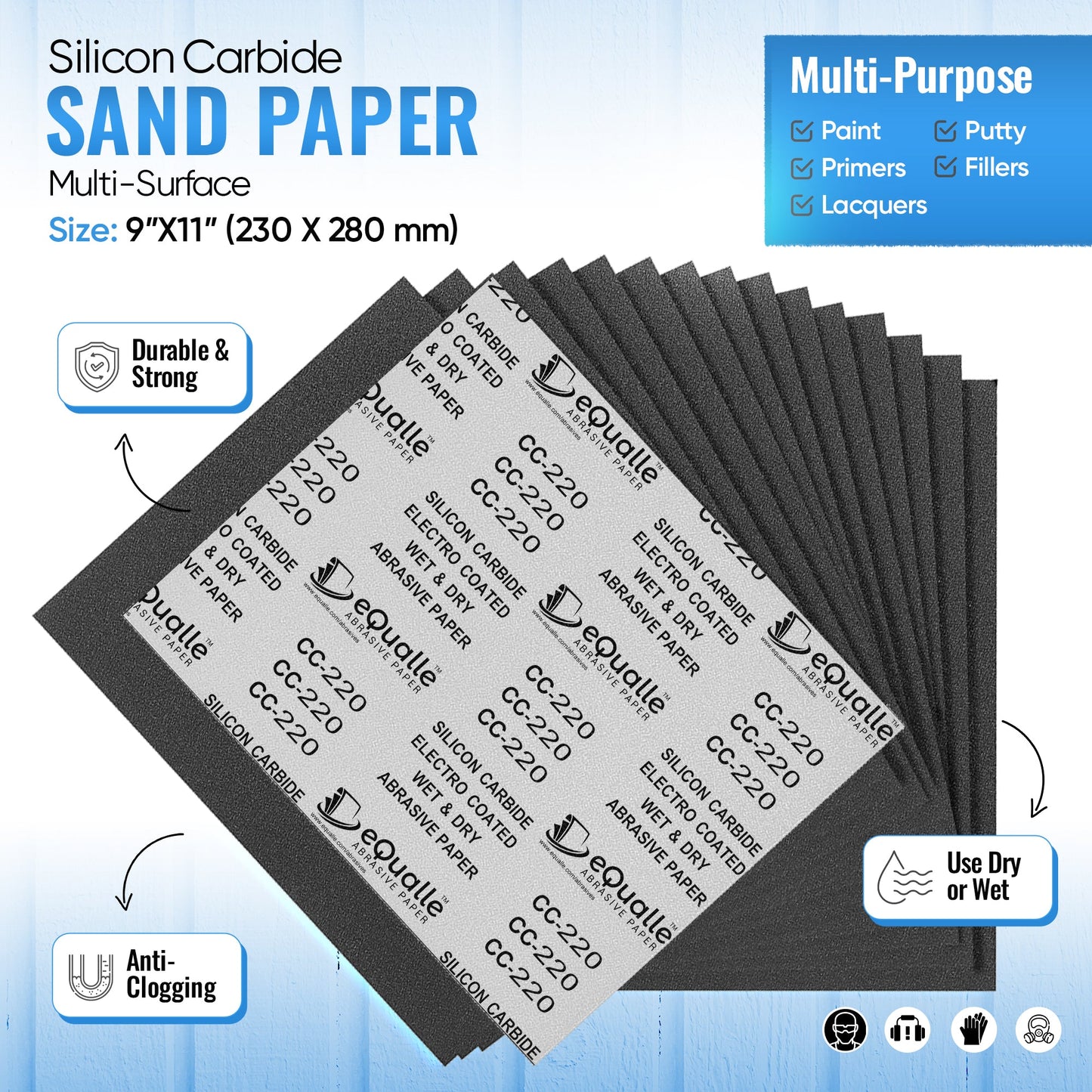 1500 Grit Sandpaper Sheets – 100 Pack, 9x11 in, Wet or Dry Use