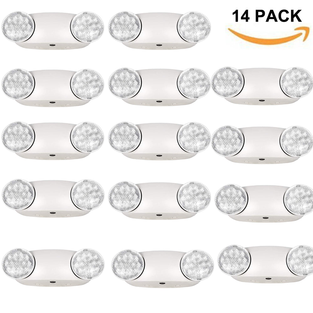 LED Emergency Bug Eye Lights with 90min Battery Backup,Commercial Emergency Light,Two Adjustable LED Light Head,120-277V AC, ETL Certified-14 Pack