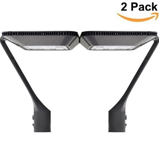 LED Gooseneck Style Post Top Light Fixture 35W 50W 100W 5000K Waterproof Outdoor Area Security Pole Lights for Garden Street ETL DLC Listed-2 Pack