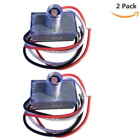 Hard-Wired Light Sensor for Outdoor Lighting, Dawn to Dusk Sensor, Photocell Sensor, Post Eye Light Sensor for Outdoor Light Fixture, UL Listed-2 Pack