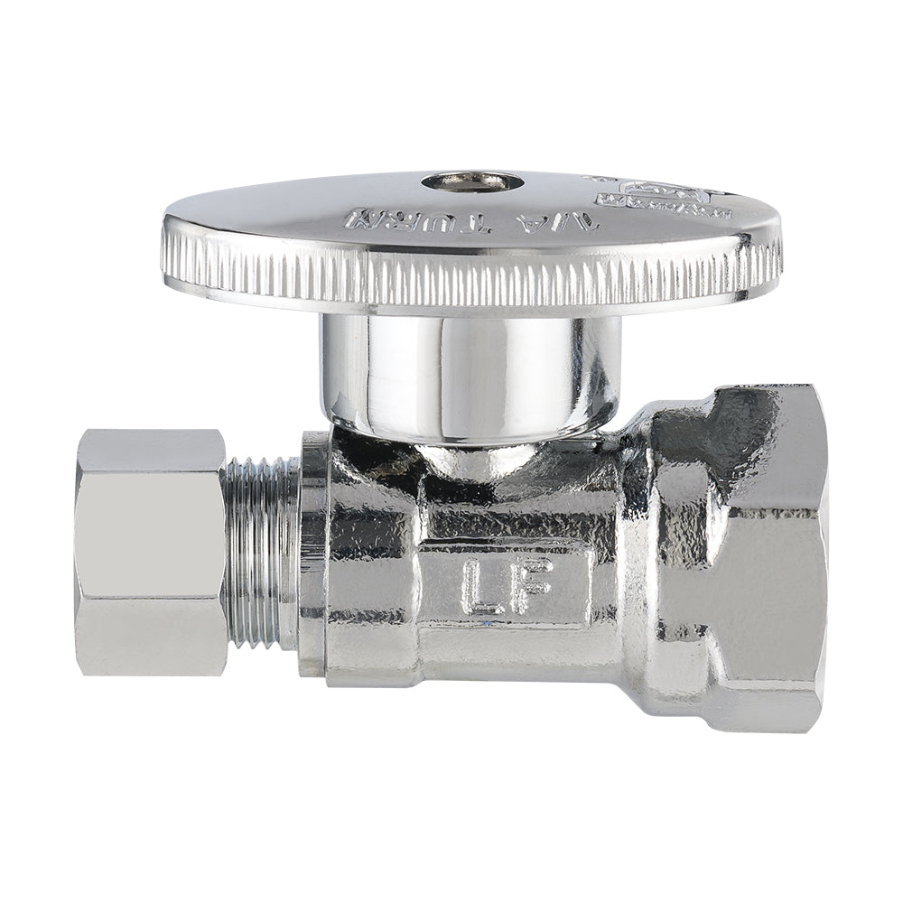 1/2" FIP x 3/8" OD Compr. Straight Stop Valve, 1/4 Turn (Lead Free)