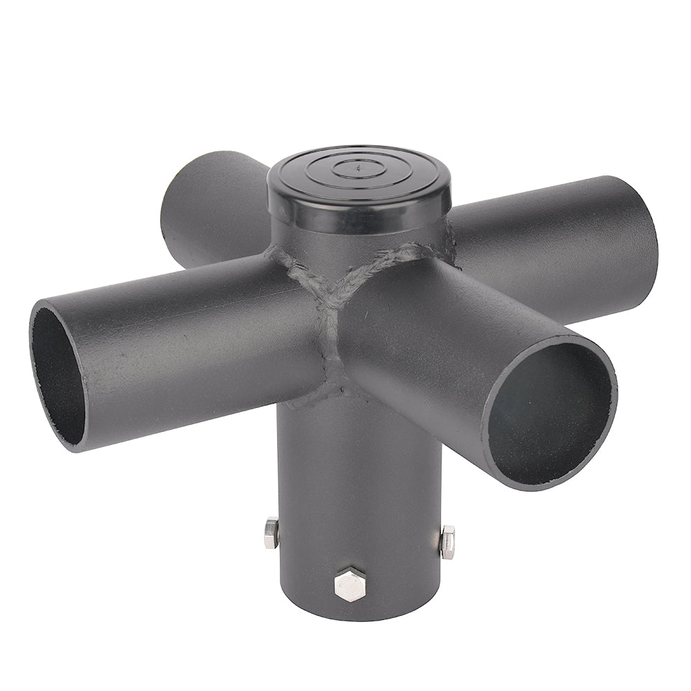 90 Degree Tenon Adapter with 4 Horizontal Tenons,Cross Shape Light Pole Bracket with 2-3/8 inch Tenon,Dark Brown Post Top Mount for Parking Lot Lights