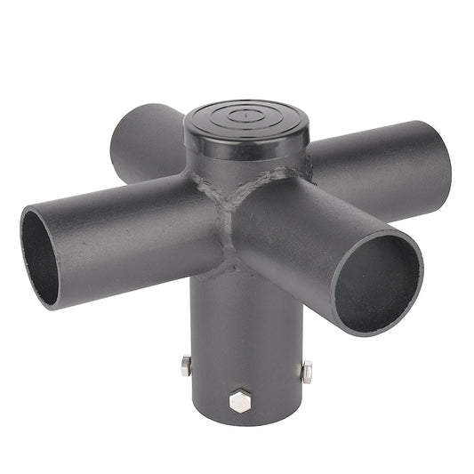 90 Degree Tenon Adapter with 4 Horizontal Tenons,Cross Shape Light Pole Bracket with 2-3/8 inch Tenon,Dark Brown Post Top Mount for Parking Lot Lights
