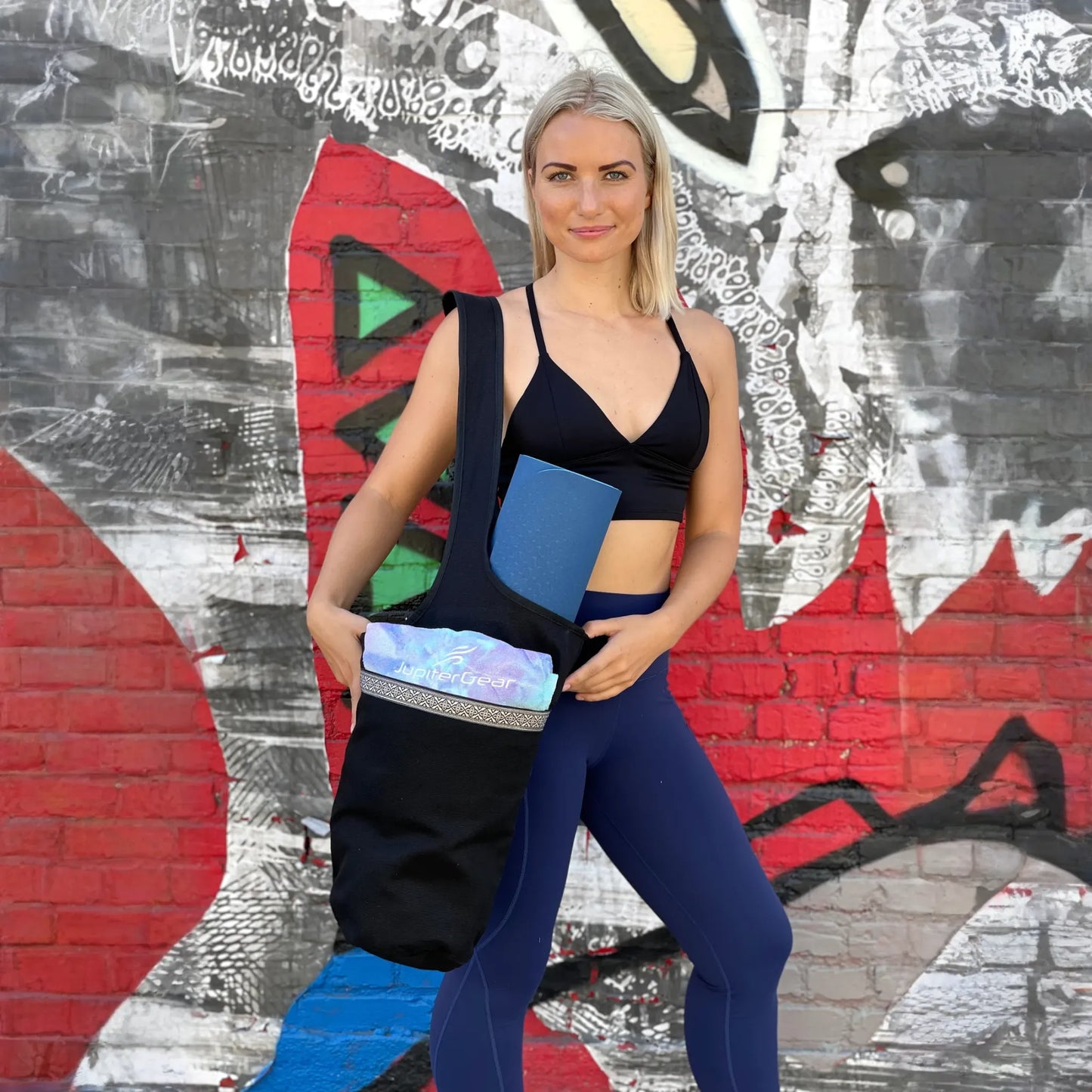 JupiterGear Yoga Mat Carrying Tote Bag with Large Size Pockets | Multipurpose and Fit Most Size Mats