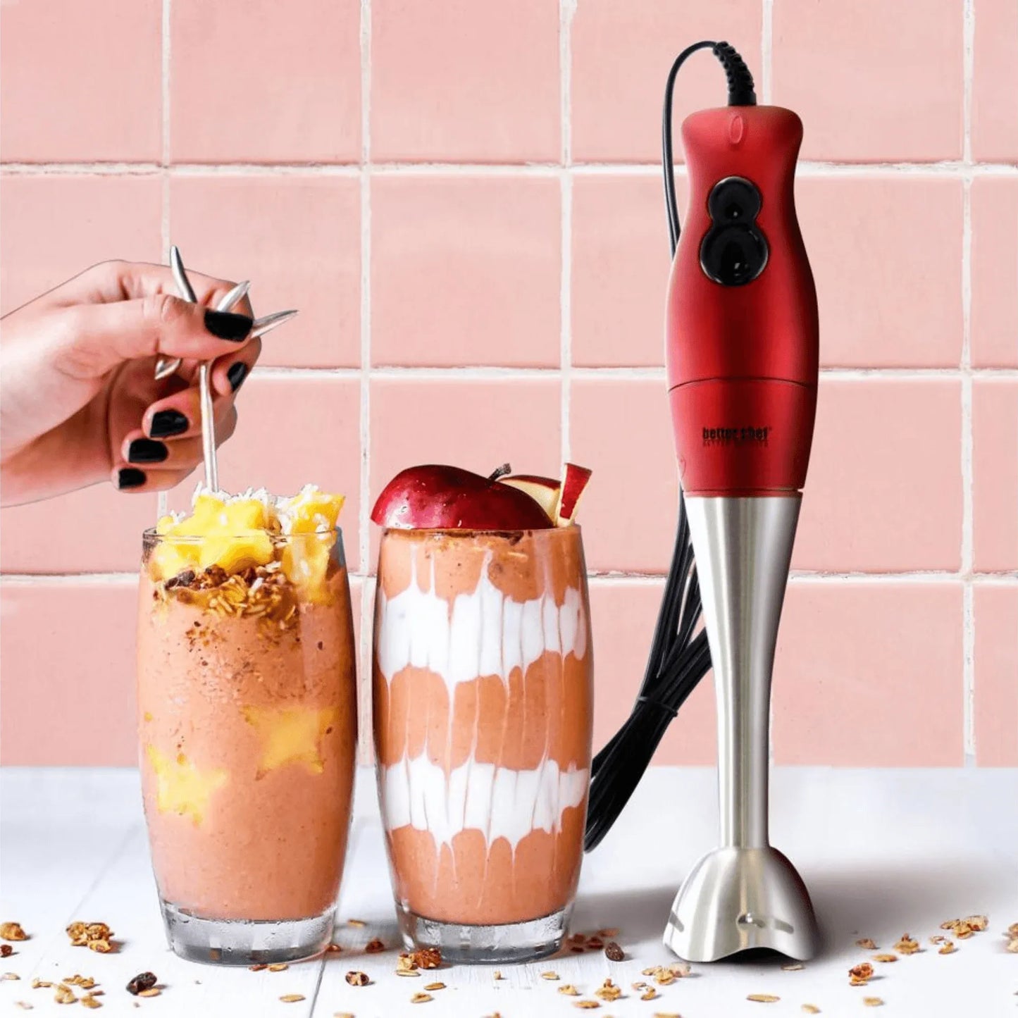 Better Chef 200W DualPro Immersion Blender Hand-Mixer with Cup and Beater