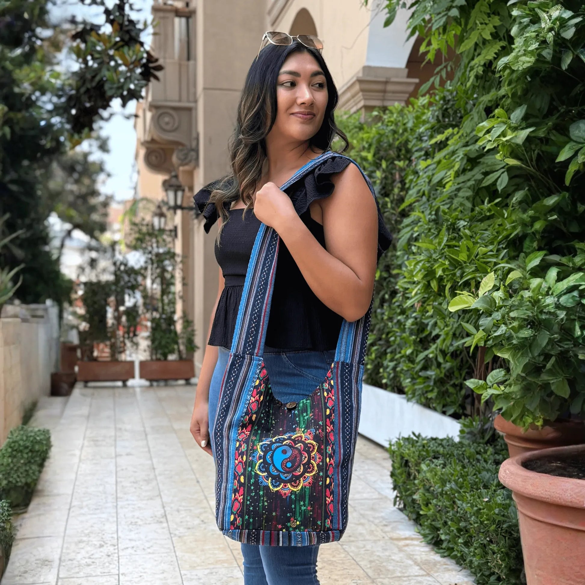 Kathmandu Collection Yin Yang Print Hobo Bag