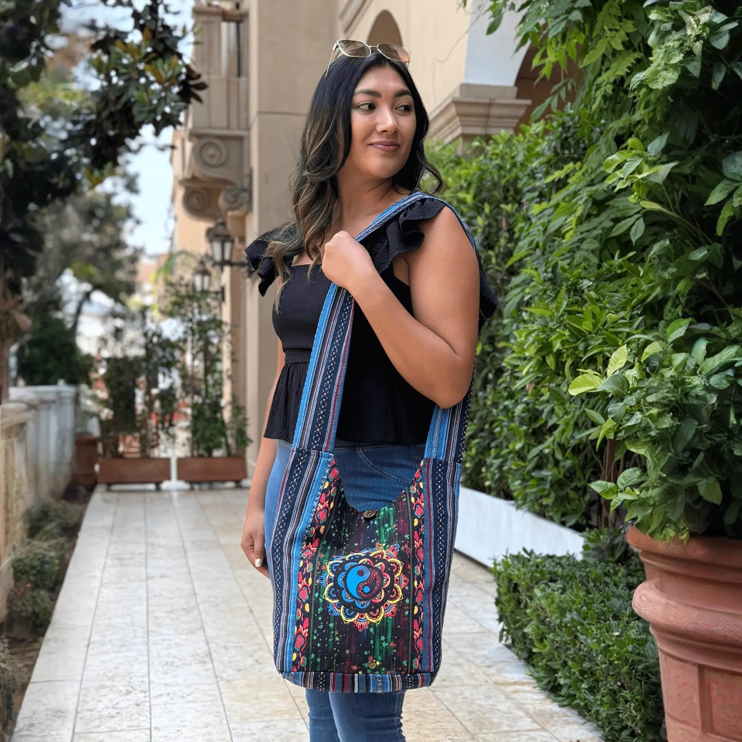 Kathmandu Collection Yin Yang Print Hobo Bag