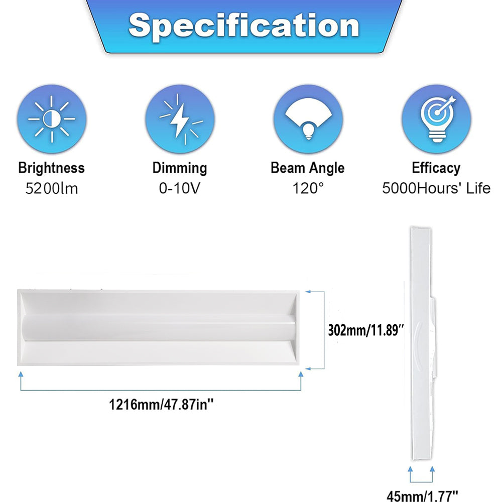 1x4 FT LED Troffer Panel Lights Watt Tunable 15/20/25/30/40W Color Selectable 3500K/4000K/5000K/5700K/6500K 120-277V Dimmable Ceiling Lighting-4 Pack
