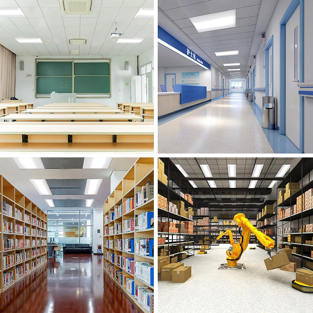 1x4 FT LED Troffer Panel Lights Watt Tunable 15/20/25/30/40W Color Selectable 3500K/4000K/5000K/5700K/6500K 120-277V Dimmable Ceiling Lighting-4 Pack
