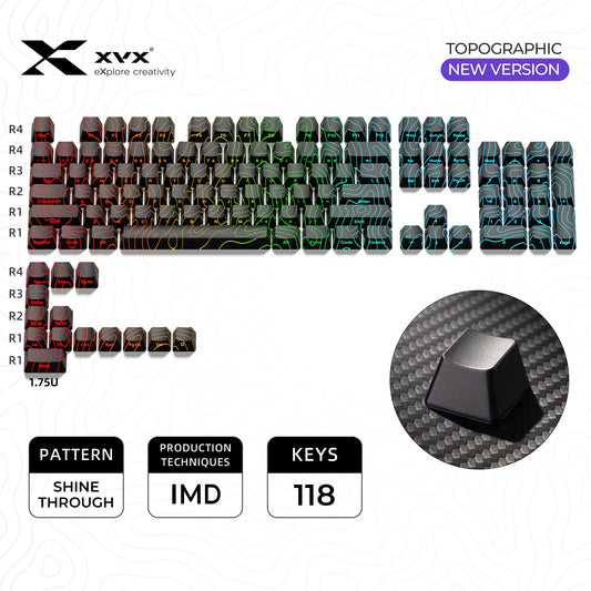 XVX  Phantom  Topographic   Version Pattern  OEM Profile IMD-Tech Keycap Set