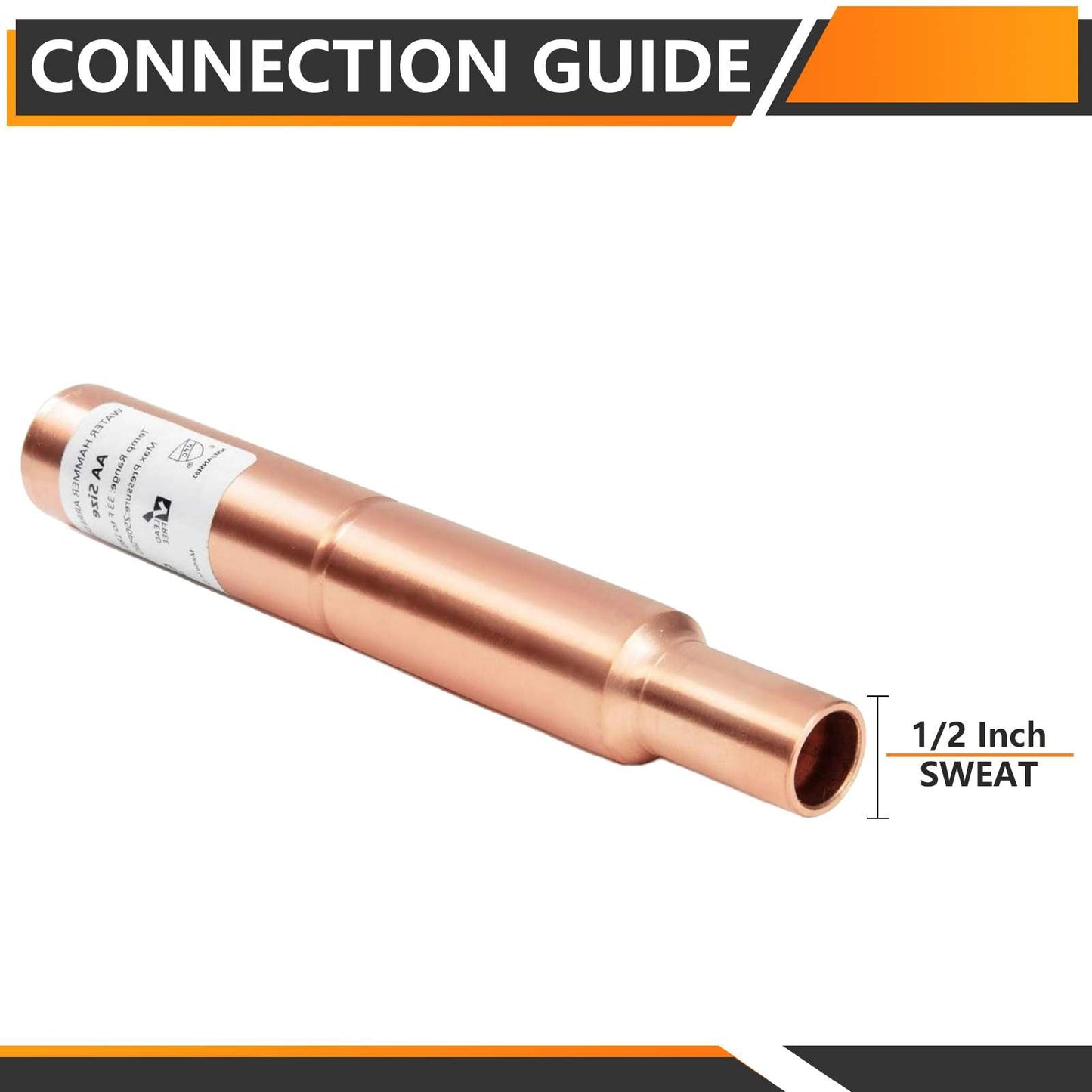 1/2" Male Sweat, Straight Copper Water Hammer Arrestor