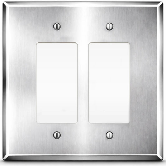 2-Gang Oversized Stainless Steel Rocker Switch Plate – Made in USA