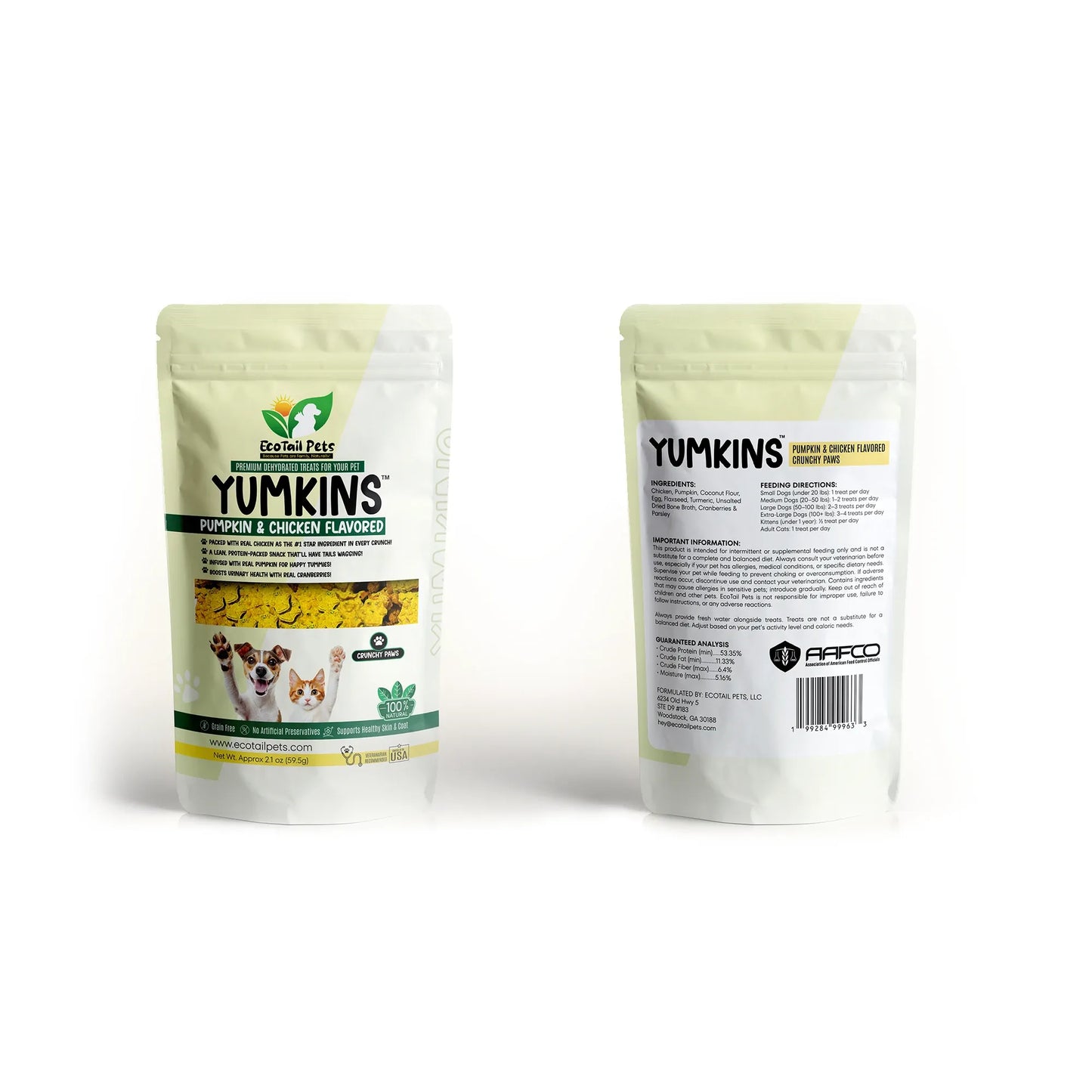 𝗦𝗨𝗕𝗦𝗖𝗥𝗜𝗣𝗧𝗜𝗢𝗡 • Yumkins™: 3 x (2.1oz) Pumpkin & Chicken Flavored Crunchy Paws – Bundle