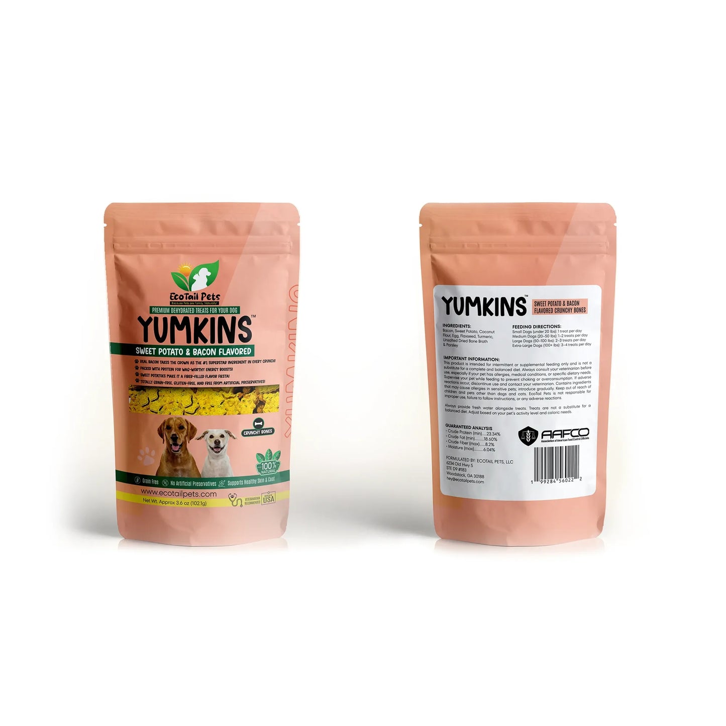 𝗦𝗨𝗕𝗦𝗖𝗥𝗜𝗣𝗧𝗜𝗢𝗡 • Yumkins™: 3 x (3.6oz) Sweet Potato & Bacon Flavored Bones - Bundle
