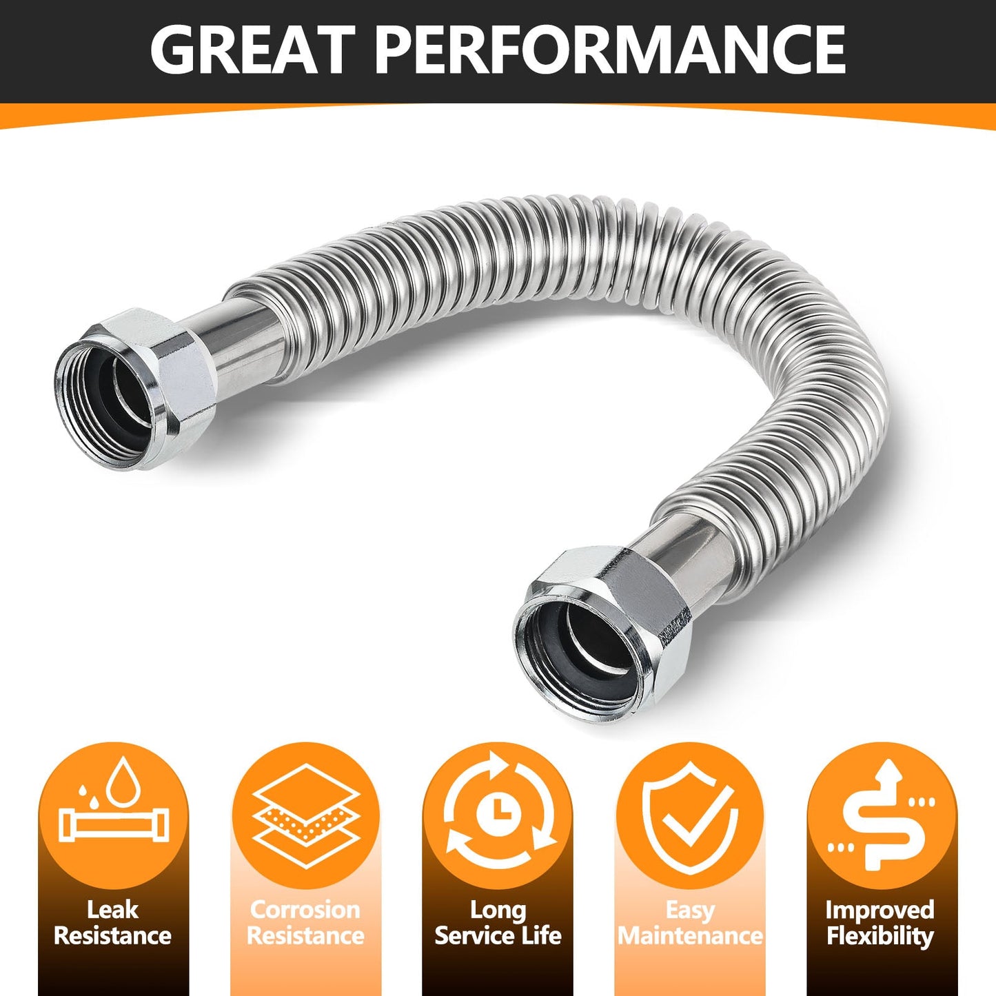 1" FIP x 1" FIP x 18" SS Corrugated Hose