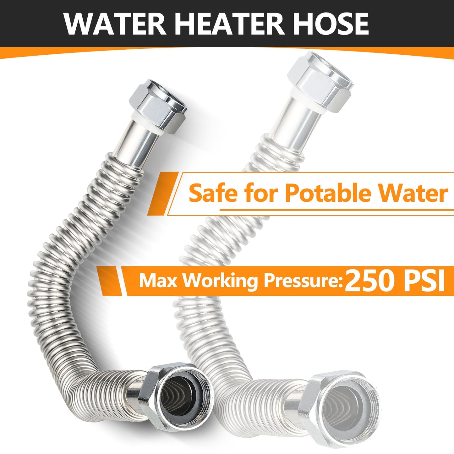 1" FIP x 1" FIP x 18" SS Corrugated Hose