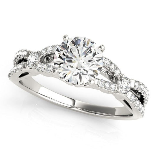 14k White Gold Diamond Engagement Ring with Multirow Split Shank (1 1/4 cttw)