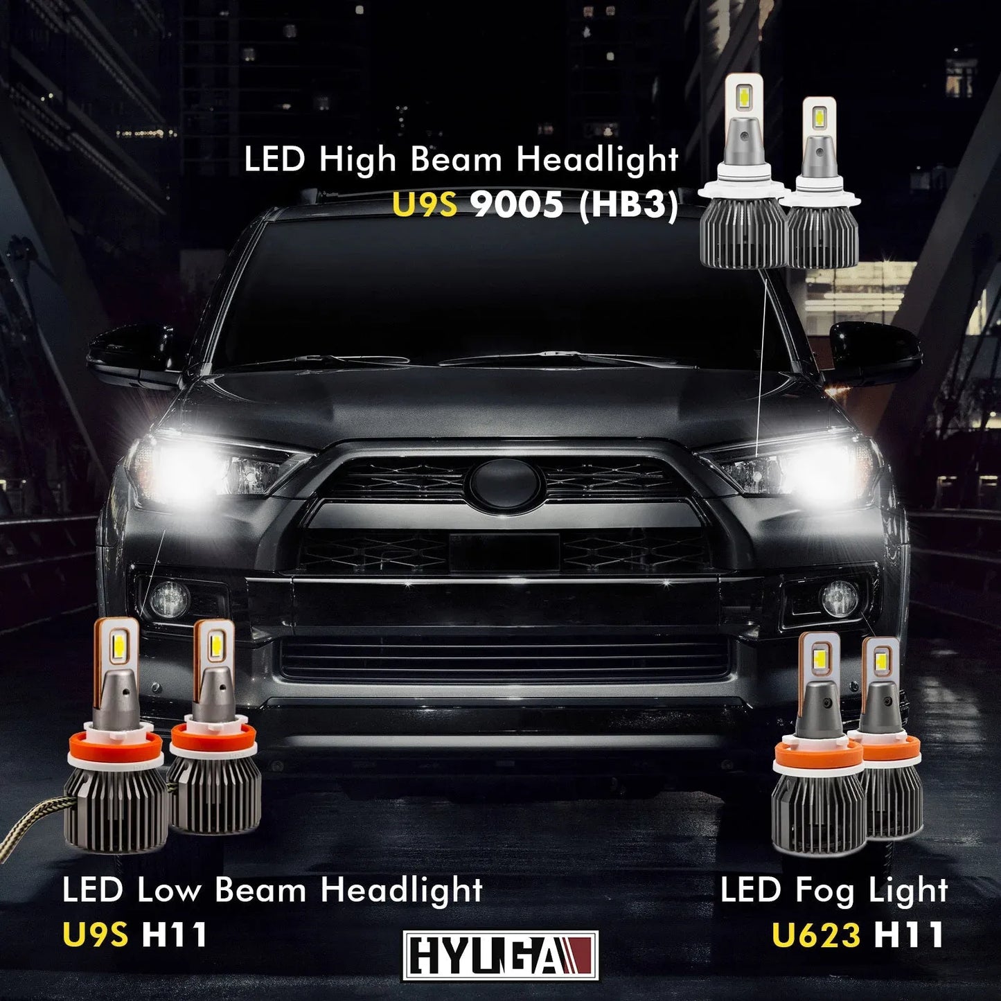 Compatible with 2014-2020 TOYOTA 4Runner Whole LED Replacement Package (low high beam headlight, fog light, turn signal, interior light...)