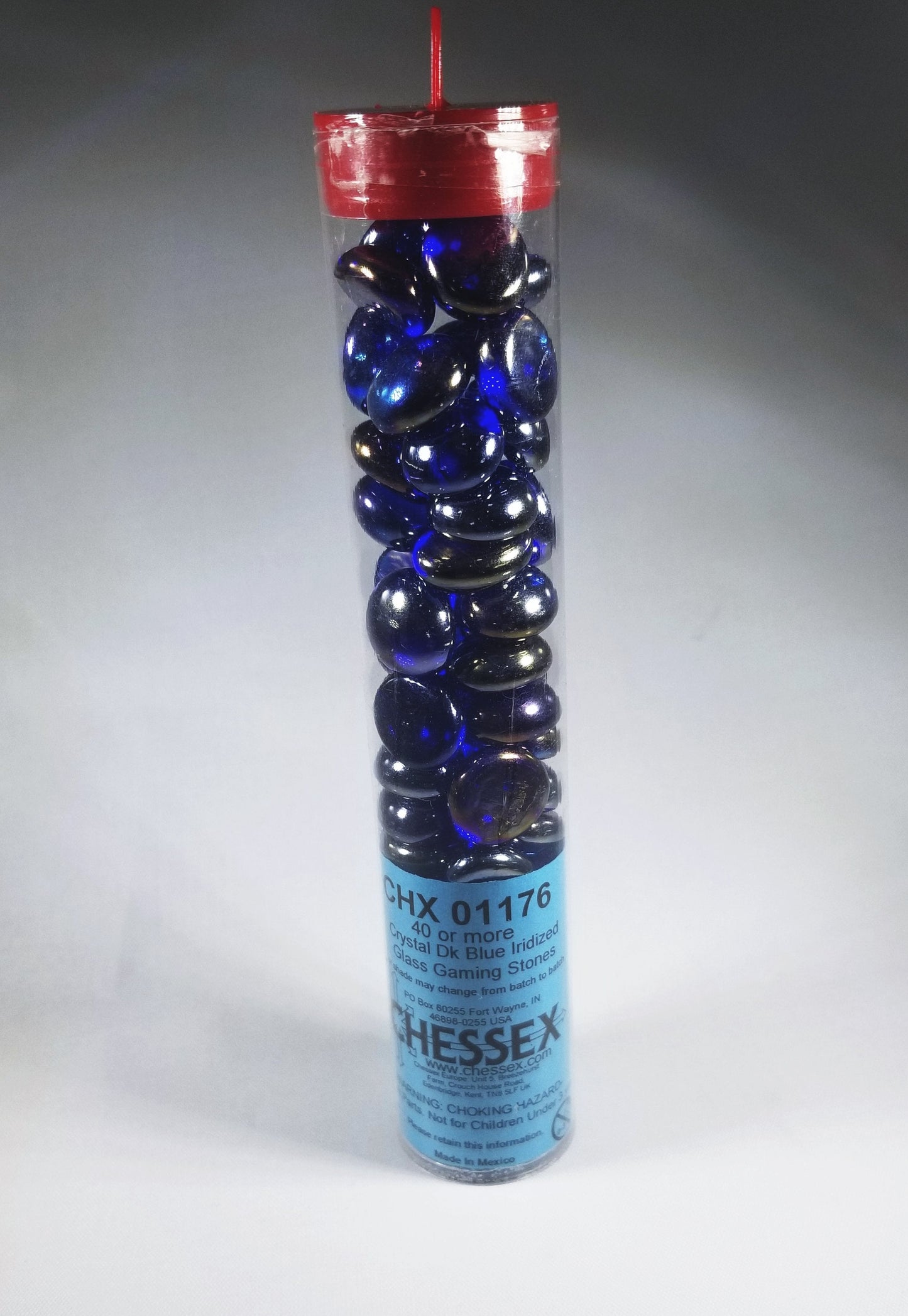 40+ Crystal Dk Blue Iridized Glass Gaming Stones Counters by Chessex