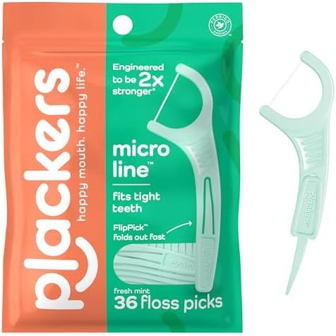 Plackers Gentle Line Floss Picks Fresh Mint Flavor 75Ct