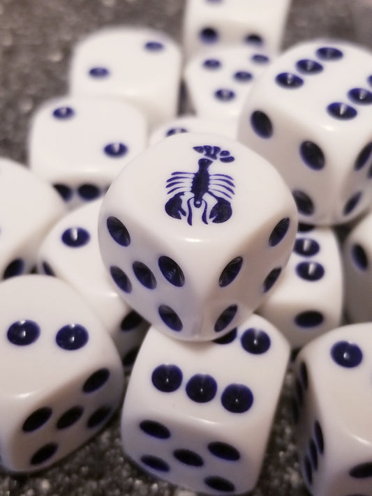 Blue Lobster 16mm d6 White 16mm Dice (sold per die)
