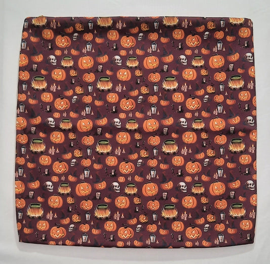 Pumpkin and skulls Halloween pattern front and back. Size: 18"x18"