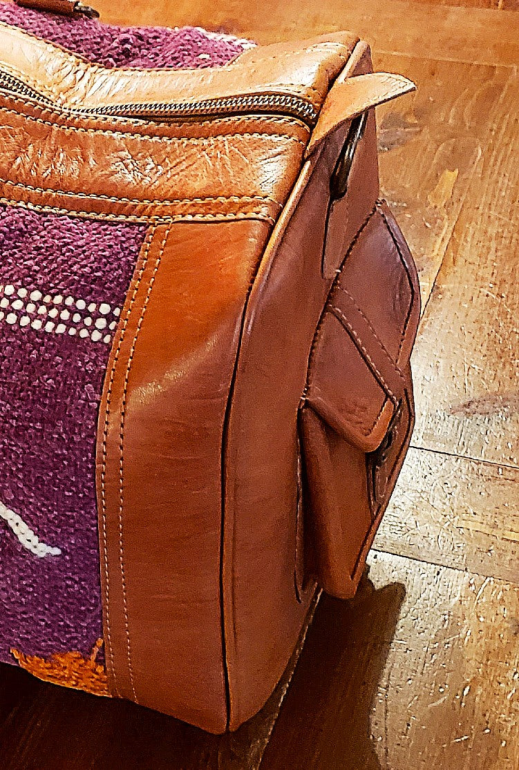 Violet Kilim & Leather Travel Bag